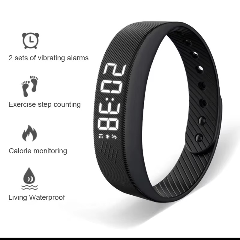 Outdoor Sport Smart Watch - Braccialetto intelligente con display a LED,